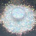 Wholesale Bulk Polyester Mix Nail Glitter Sequins Cosmetics Crafts Tumbler Body Iridescent Chunky Opal White Glitter