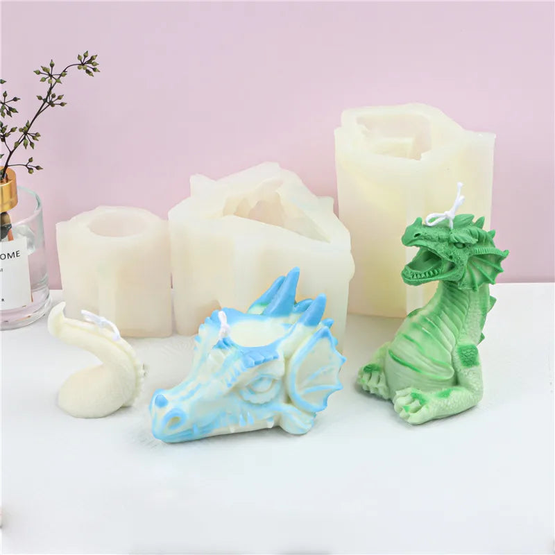 3D Large Dragon Head Silicone Molds for Epoxy Resin Candle Making