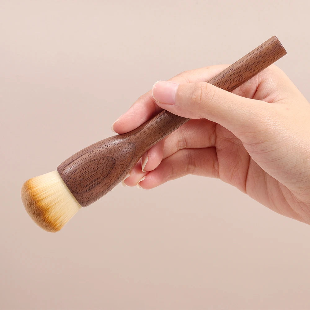 Private Label Reusable Wooden Makeup Brush Blush Brush Support Custom Loose Powder Brush Single