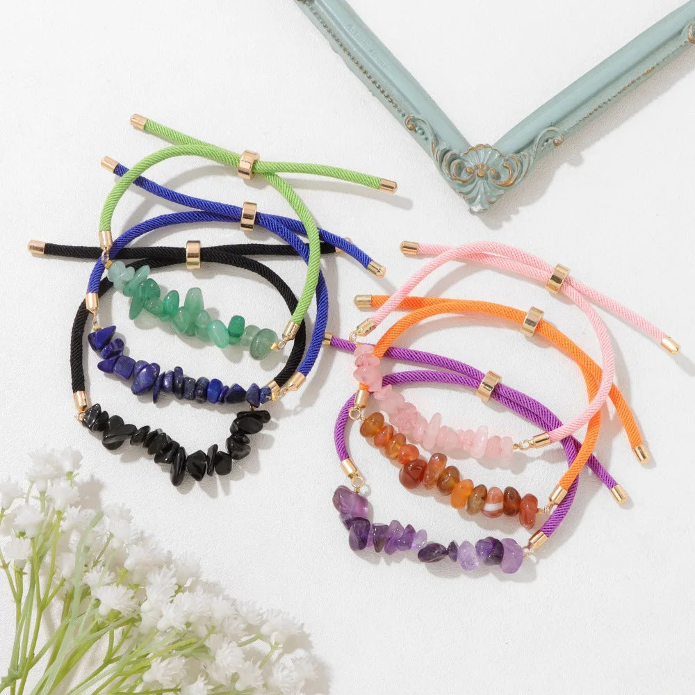 Amethyst Tumbled Stone Bracelet Stretch Cord Healing Crystal Jewelry for Stress Relief Calming Women Men Gift