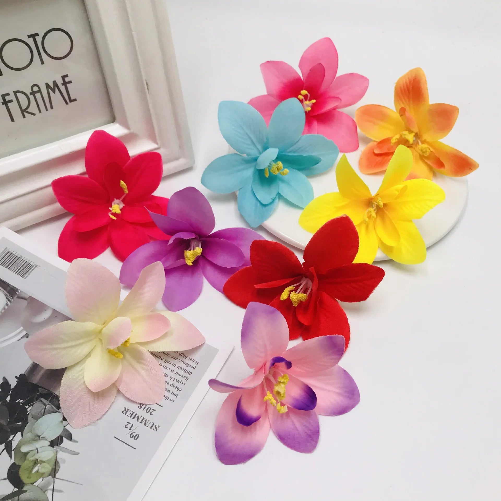Fake Flower Heads in Bulk Wholesale Colorful Artificial Orchid Flower Head Silk Heads for Home Wedding Party Decoration