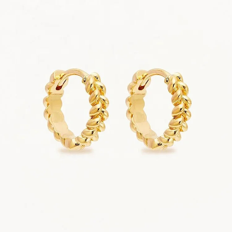 LOZRUNVE Silver 925 Minimalist Plain Braid Huggie Hoop Earring Delicate Jewelry Wholesale