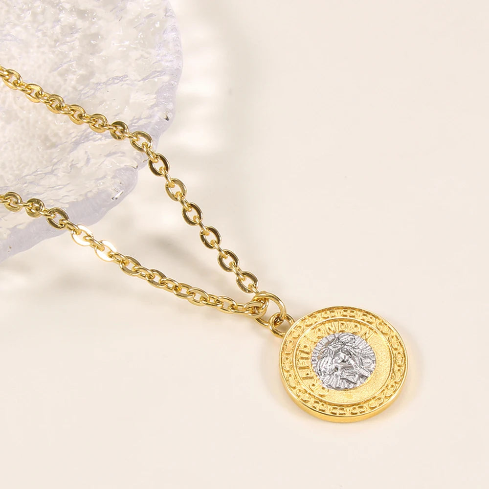 Stainless Steel 18k Gold Plated Hiphop Charm Jewelry Medusa Pendant Necklace for Men Women