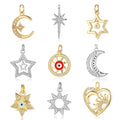 Fashion 2026 Accessories Heart Sun Moon Eye Pentagram Copper Zircon Silver/Gold Plated DIY Jewelry Pendant Charms for Jewelry