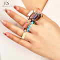 New Design Natural Gem Stone Healing Crystal Rings Elastic Stacking Ring Fashion Jewelry Birthday Gifts