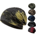 Hip Hop Street Vintage Unisex Custom Print Washed Distressed Cotton Lining Tie Dye Slouchy Hats Skull Beanie Cap