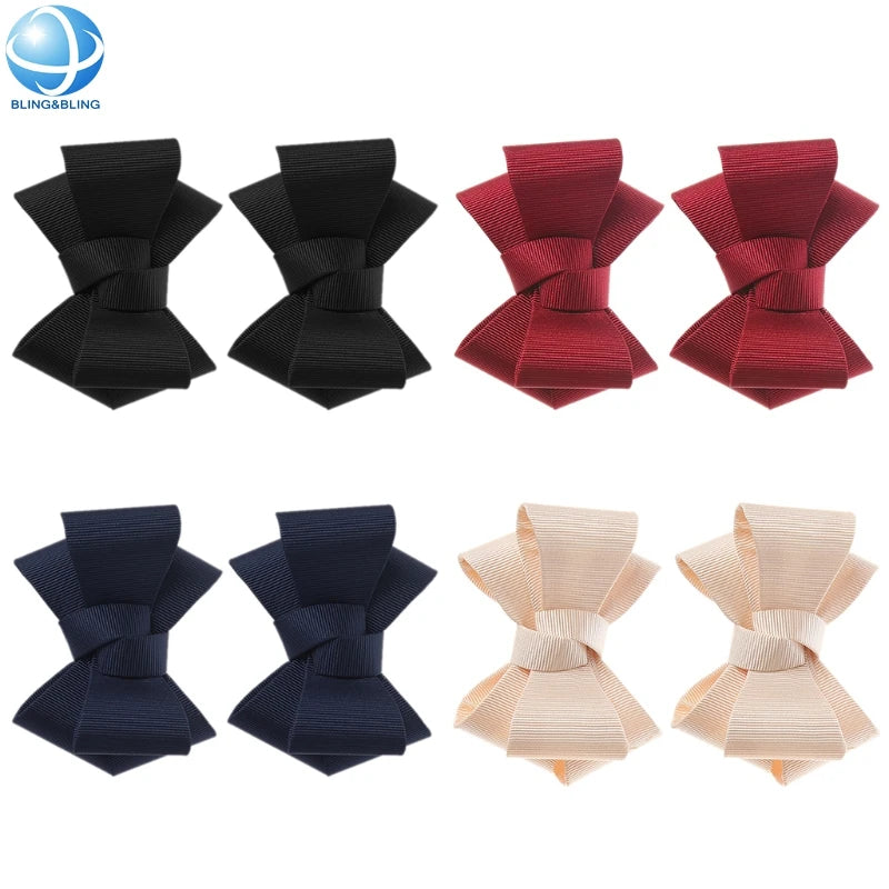 Fashion DIY Grosgrain Ribbon Bowknot Leather Shoe Applique Brooches Accessories Clip on Shoe Decorations