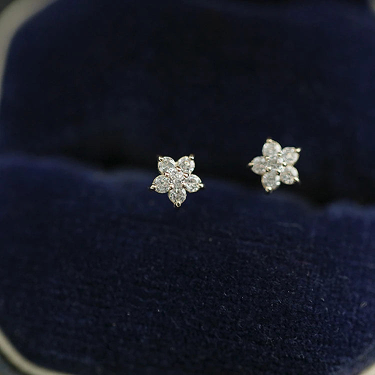 14k Gold Plated Women Simple Fashion Design Wedding S925 Sterling Silver Earrings