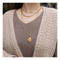 Chris April 316l Stainless Steel Gold Plated Irregular Shape Fresh Water Pearl Sweater Chain Pendant Necklace