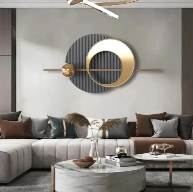 60X32CM  Luxury Wall Decor Interior Pieces Iron Frame Metal Sunburst Wall Art Hanging Home Decoration for Living Room