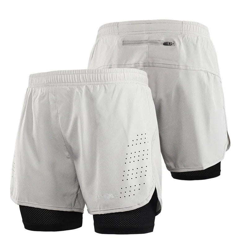 Men's 2-in-1 Casual Workout Running Shorts with 5\" Quick Dry Training Gym Short Solid Canvas Fabric Longer Liner Running Shorts