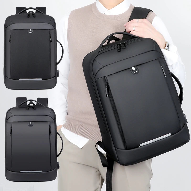 2024 Men's Large-capacity Business Casual Expansion Reflective Computer Backpack Waterproof Portable Dual-use Laptop Backpack
