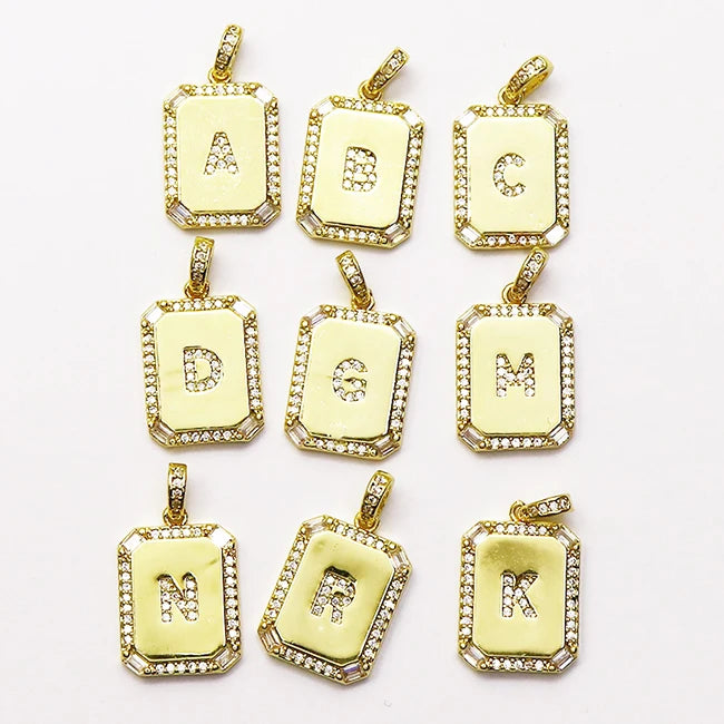 Classic Letters Charms for Jewelry Making 18K Plated Brass Zircon Jewelry Accessories 26 Letters  Charms Alphabets Pendants
