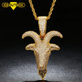 Fashion Men's Iced Out Gold Plated Brass  AAAAA CZ Diamond Goat Jewelry Hiphop 14k Gold Jewelry Wholesale Necklace
