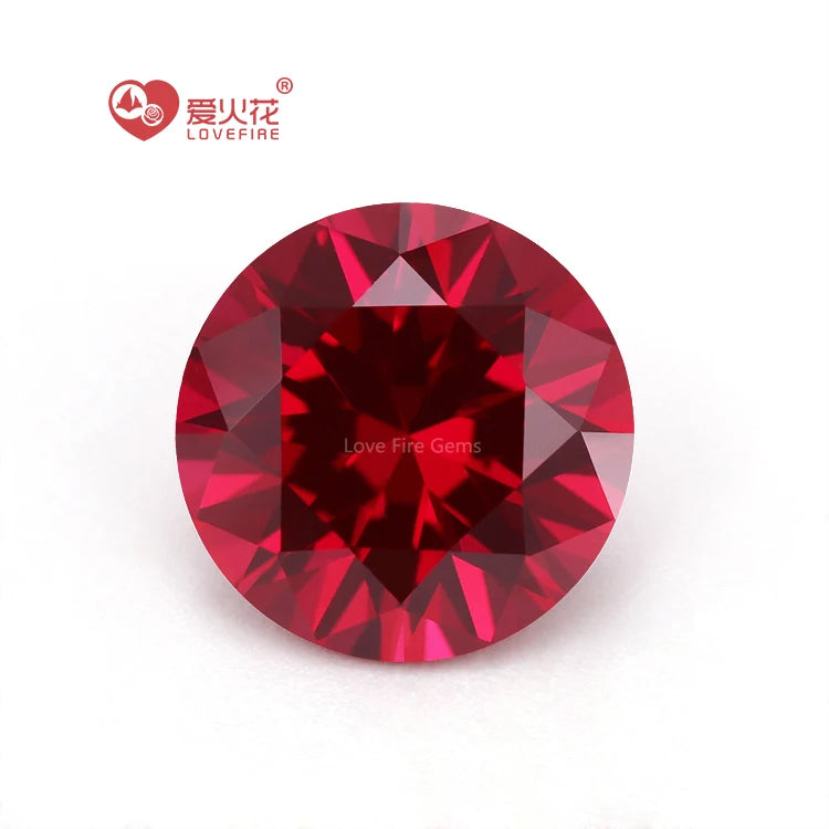 3A Grade 5# Red Ruby Synthetic Corundum Round Brilliant Cut Loose Corundum Stone