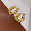 Simple Character Irregularly Cut Geometric Shapes in 18k Real Gold Plated Hoop Earrings