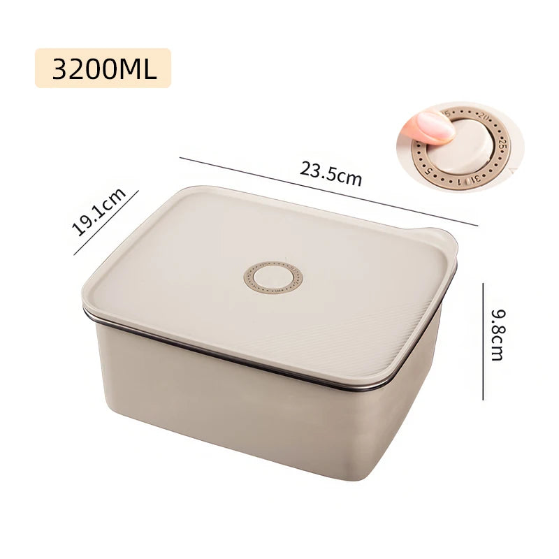 3200ML Rectangular Stainless Steel 304 Microwaveable Food Container Fridge Self Storage Box with Lid Large Custom Lunch Food Box