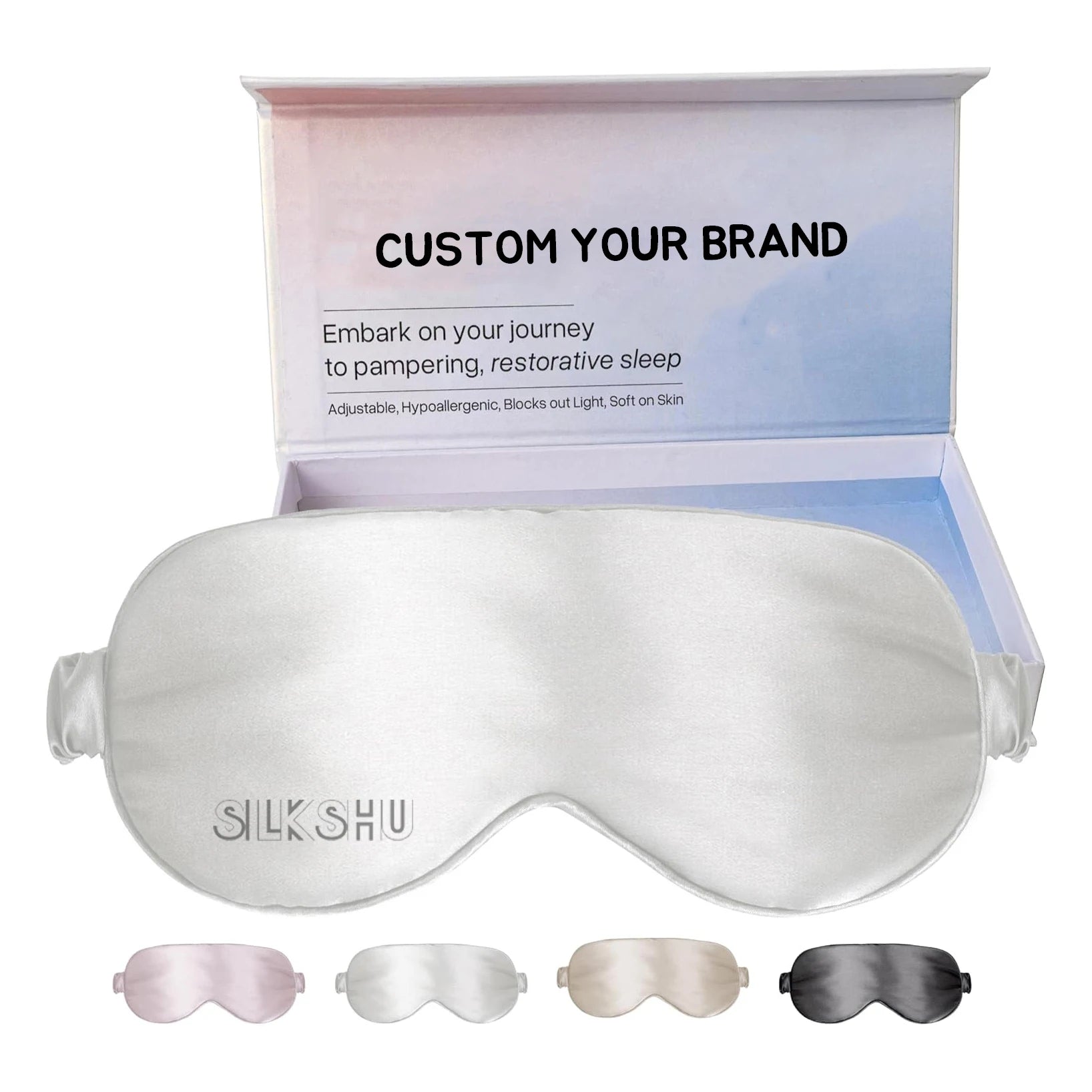 Custom Logo Silk Sleep Eye Mask with Adjustable Strap for Sleeping Satin Blackout Sleeping Eye Mask for Men & Women