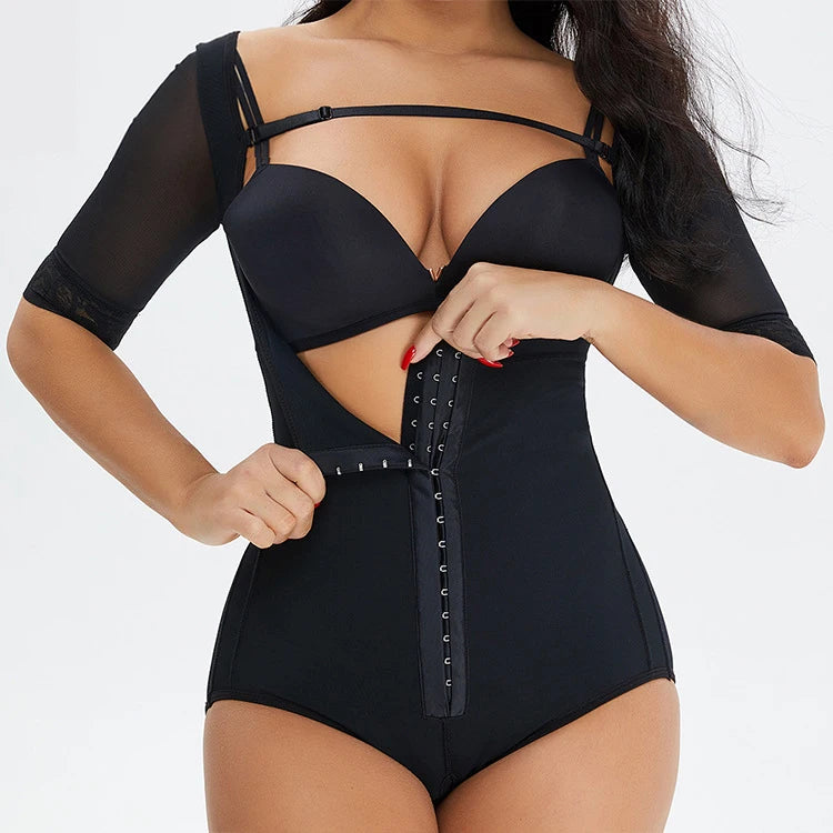 Three Rows Hooks Plus Size Bodysuit Butt Lift Tummy Control Full Body Shaper Faja Colombian Shapewear
