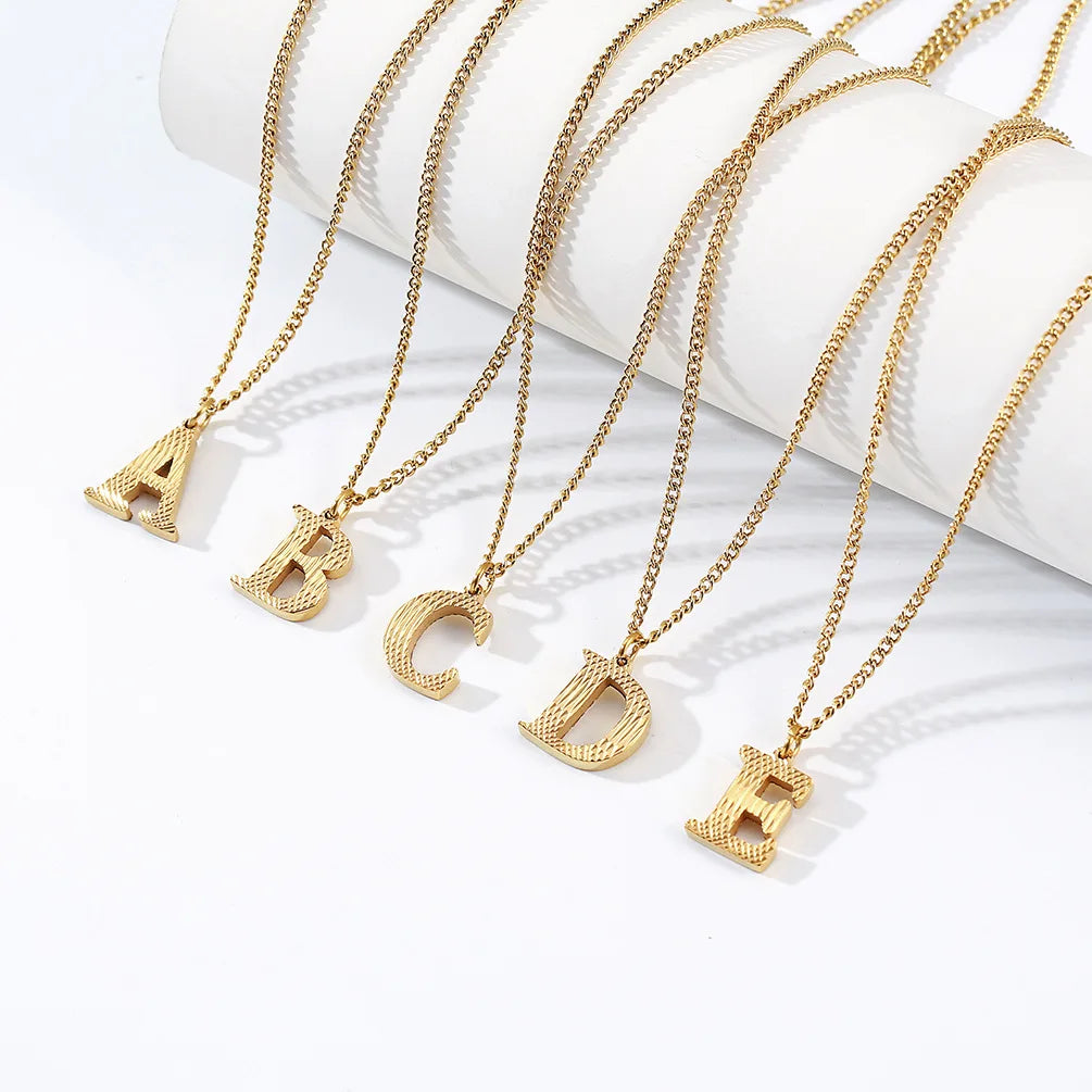 New Design Fashion Originality Jewelry Gold Plated Stainless Steel Letter Pendant Chain Choker Necklace for Women DZ474
