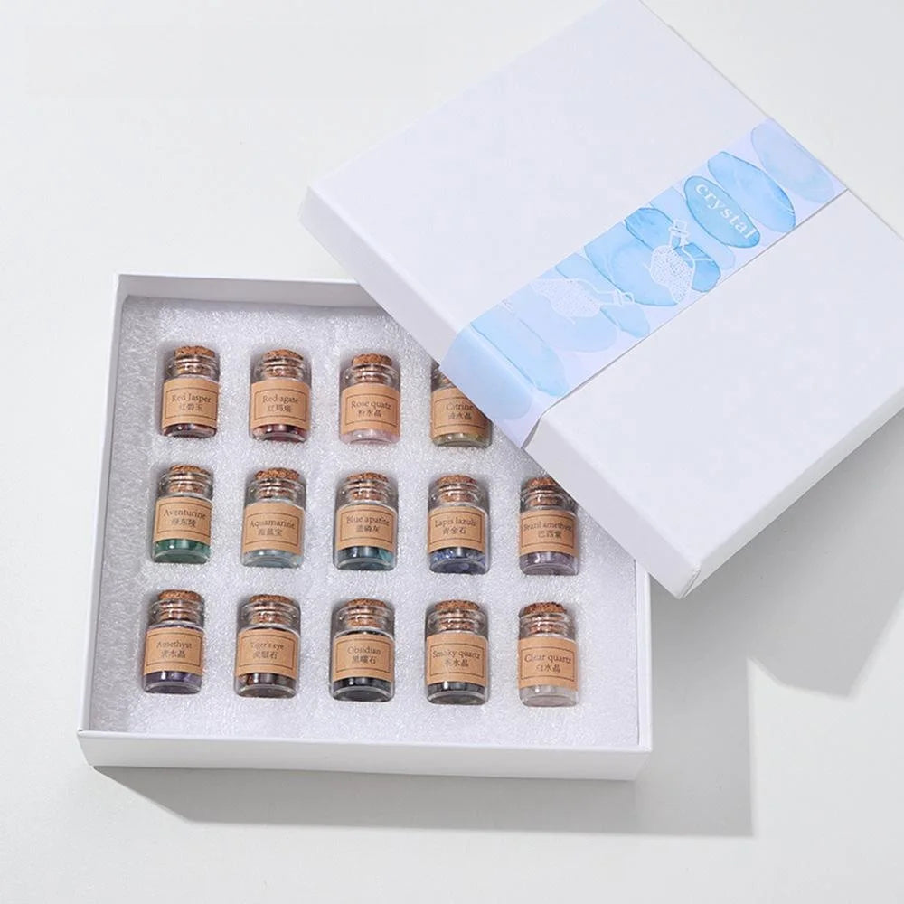 Natural Crystal Chip Drift Bottle Set Cleansing Mineral Stone Crystal Set for Children Science Education