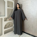 LM021 Balloon Sleeve Crepe Slip Abaya Dress Inner Bubble Sleeves Muslim Women Islamic Clothing Umrah Prayer Dress Modest