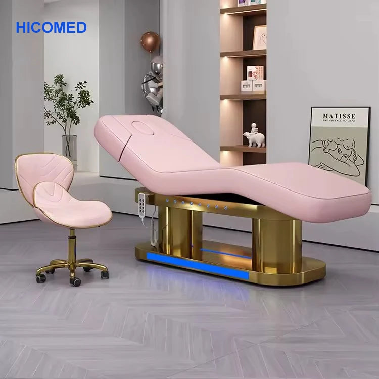 New Arrival Luxury Electric Adjustable Massage Table Bed With 4 Motors LED Light Side Control Facial Beauty Bed