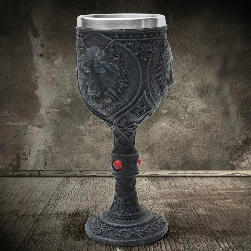 Personalized Medieval Resin Goblet MAA32 3D Black Wolf Head Resin Mug Movies TV Series Same Style Whisky Wine Glass