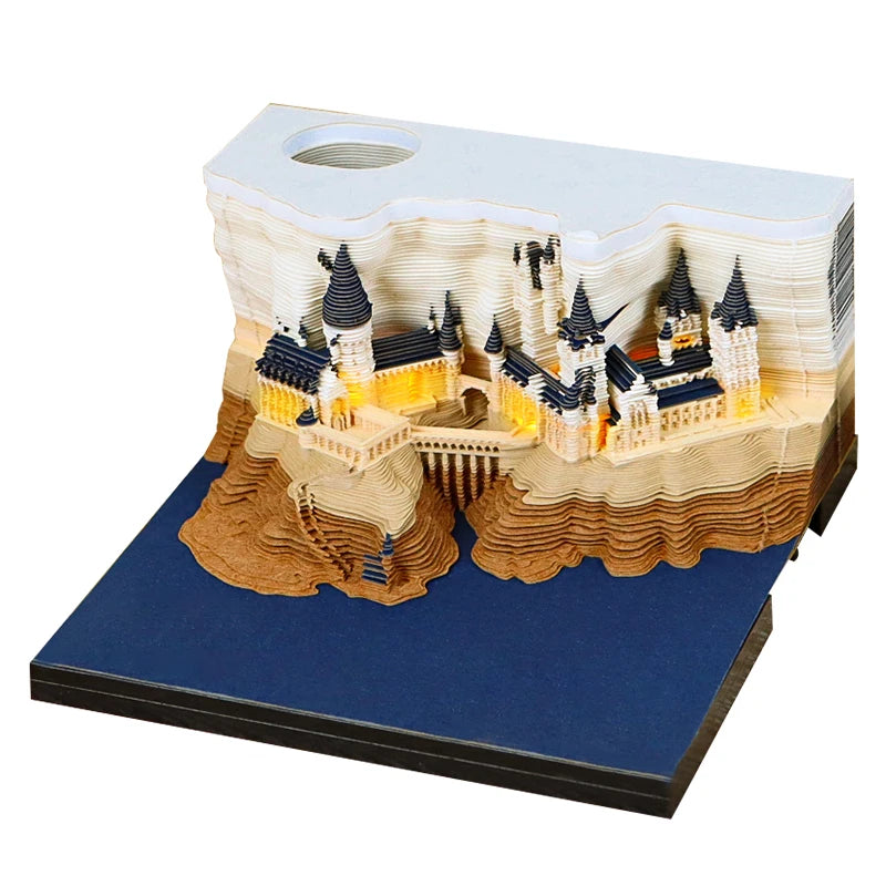 Drop Shipping Available 2027 Hary Potter Hogwarts Castle Calendar Cooperative Deck Decoration Paper Memo Pad 3D Paper Memo Cube