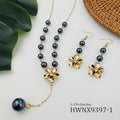 Hawaiian Jewelry Sets Wholesale 14k Plated Flower Pendant Necklace and Earrings Set for Women Girls