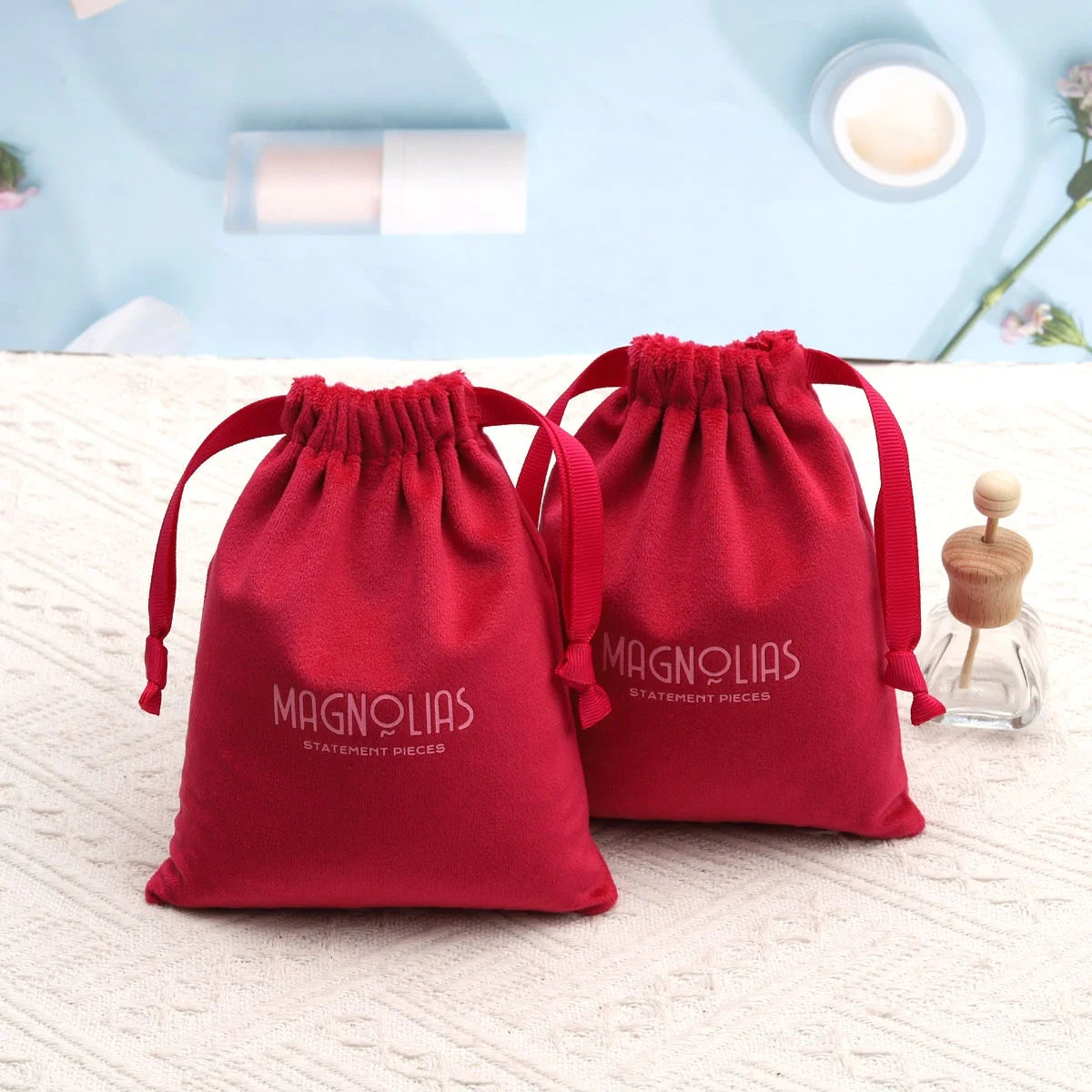 Custom Logo Printed Velvet Bag Velvet Gift  Drawstring Bag Watch Pouch Reusable Small Velvet Cosmetic Bag