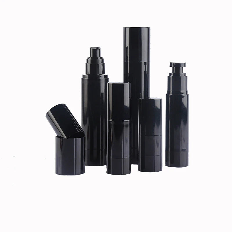 Luxury 15 30 50 100 ml Black Vacuum Cosmetic Cream Packaging Makeup Lotion Airless Pump Plastic Bottles