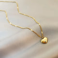 Good Quality 18K Gold Plated New love Titanium Steel Necklace Summer  Simple Temperament Heart Pendant Necklaces Jewelry