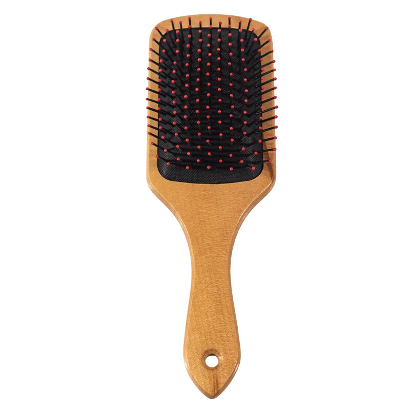 Wood Hair Brush Silica Gel Massage Paddle Detangling Scalp Massager Natural Wooden Comb Customized Color Custom Logo for Home