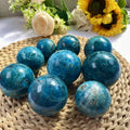 Crystal Sphere Folk Crafts Natural Blue Apatite Sphere  Healing Spiritual Crystal Palm Stone