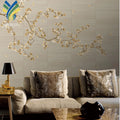 YKMC 0304 3D Floral Gold Flower Wallpaper Mural Waterproof and Anti-Static Asian Design for Wall Panel