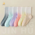 New Style Crew Knitted Pilates Socks with Cuff Logo Non-slip Anti-slip Breathable Cotton for Women