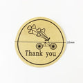 100pcs Per Pack Bicycle Thank You Kraft Paper Sealing Sticker Creative DIY Decor Sealing Sticker Products Package Label