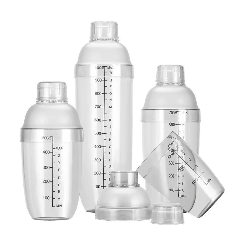 PC Mini 350ML 500ML 700ML 1000ML Customized logo Plastic Cocktail Shakers for Bubble Milk Tea