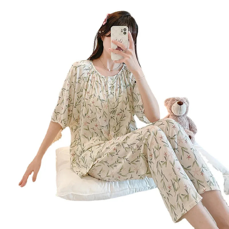 2023 New  Wholesale Custom Ladies Summer  Print Sleepwear Women Christmas Pajamas Loungewear Women Sets