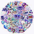 50PCS Cool Fashional Purple Glitter Trendy Decals Art Sexy Mouth Rose Laser Holographic Sticker
