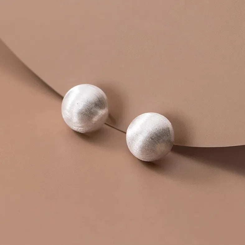 Statement Jewellery Minimalist Geometric Hemisphere Shape 925 Sterling Silver Stud Earrings Women Fine Jewelry