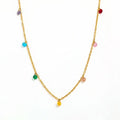 Joolim Jewelry 18K Gold Plated Colorful 7 Color Oval Round Zirconia Tassel Pendant Necklace Stainless Steel Jewelry Wholesale