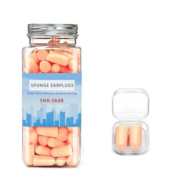 60 PAIRS 38dB Foam Ear Plugs With Plastic Case Custom Logo Sound Insulation Earplug for Sleeping Working Studying