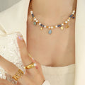 Crystal Necklace Splicing Heavy Craft Design Necklace Collar Chain Jewelry Stone Freshwater Pearl Bohemian French Style Natural
