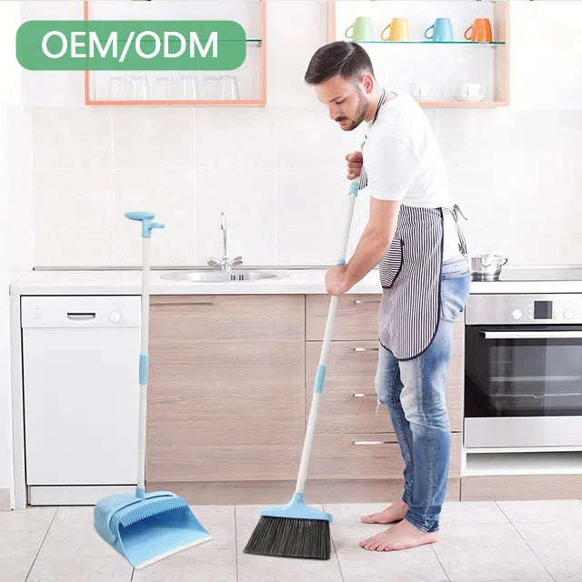 Premium Foldable Plastic Broom Brush Effortless House Cleaning Sturdy Mental Handle Aluminum Broomstick PP Broomhead