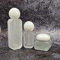 Wholesale Empty Frosted Glass Lotion Jar for Skin Care 30g 50g Cosmetic Pump Glass Bottle Manufacturers