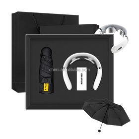 Best Gift for Business Promotion Wholesale Cheap Customized Personalized Mini Umbrella + Neck Massager Corporate Set