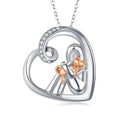 GP83 Fashion New 925 Sterling Silver Bicolor Cat Necklace Jewelry Gift Girl Cute Animal Lover Heart Pendant for Women Pet Love