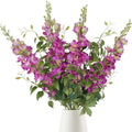 Artificial Hot Pink Delphinium Combo Clematis Greenery Silk Flower 8pcs Long Stem for Tall Vase Snapdragon Flower Decoration